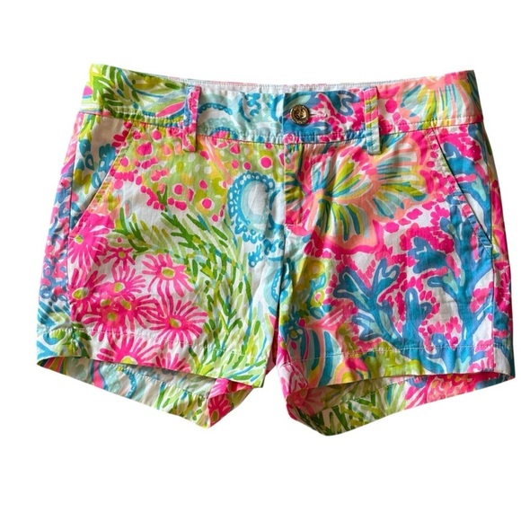 Lilly Pulitzer The Callahan Shorts Pink Floral Size 2 100% Cotton - Picture 1 of 7